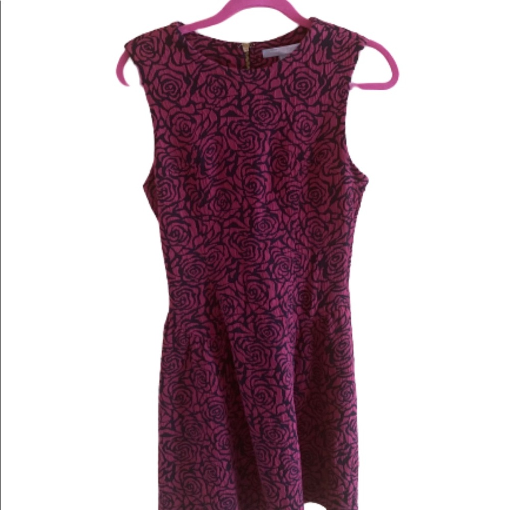 Red print mini winter dress